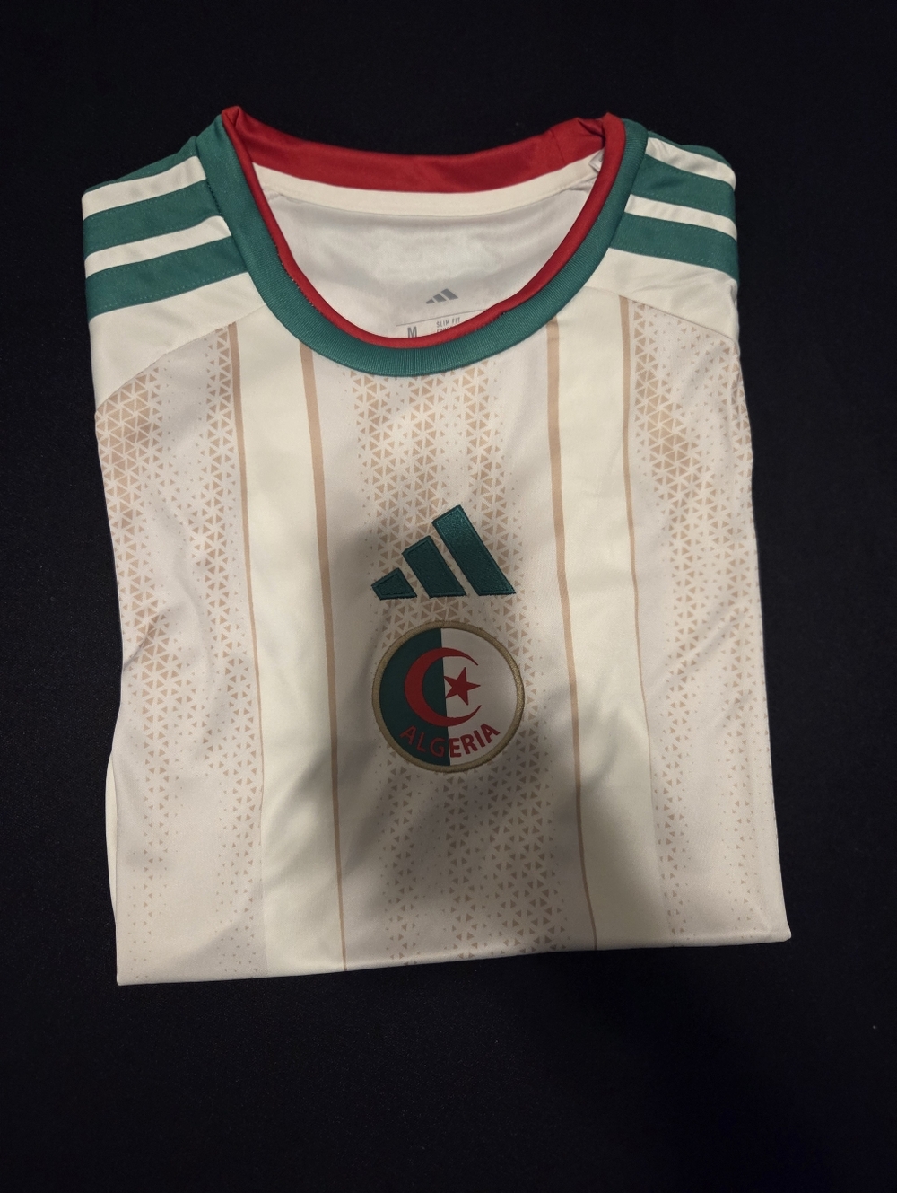 ALGERIA adidas White Soccer Jersey with Green and Red Trim